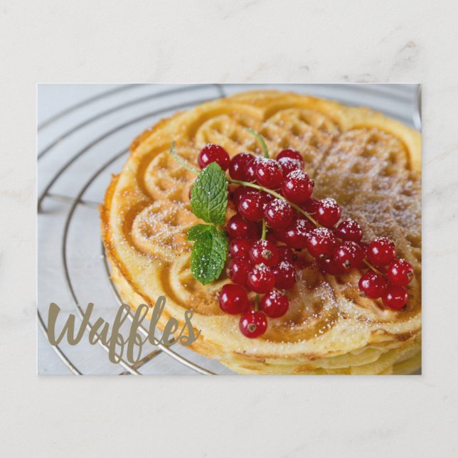 Waffeln, hausgemacht mit Johannisbeeren Postkarte (Vorderseite)
