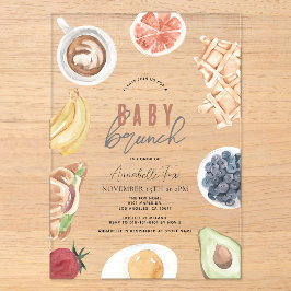 Waffeln Kaffee Frucht Wasserfarbe Babybrunch Acryleinladungen