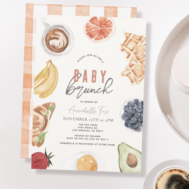 Waffeln Kaffee Frucht Wasserfarbe Babybrunch Einladung (Von Creator hochgeladen)
