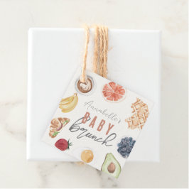 Waffeln Kaffee Frucht Wasserfarbe Babybrunch Geschenkanhänger