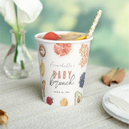 Waffeln Kaffee Frucht Wasserfarbe Babybrunch Pappbecher