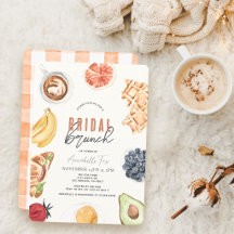 Waffeln Kaffee Obst Wasserfarbe Bridal Brunch