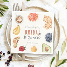 Waffeln Kaffee Obst Wasserfarbe Bridal Brunch