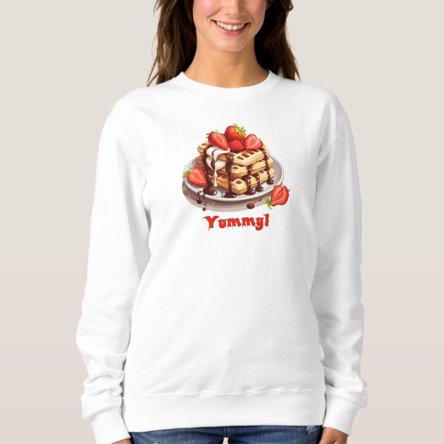 Waffeln mit Schokolade und Erdbeeren Sweatshirt (Vorderseite)