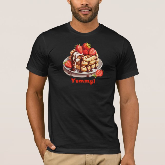 Waffeln mit Schokolade und Erdbeeren T-Shirt (Vorderseite)