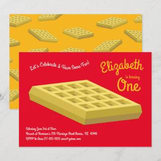 Waffeln Niedliches Frühstück Brunch Kinder 1. Gebu Einladung