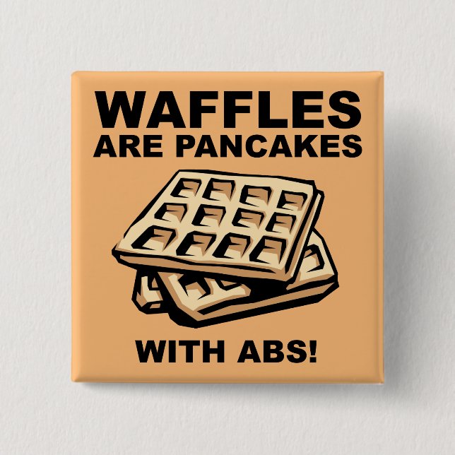 Waffeln Pfannkuchen Mit Sixpack Lustiger Knopf Pin Button (Vorderseite)