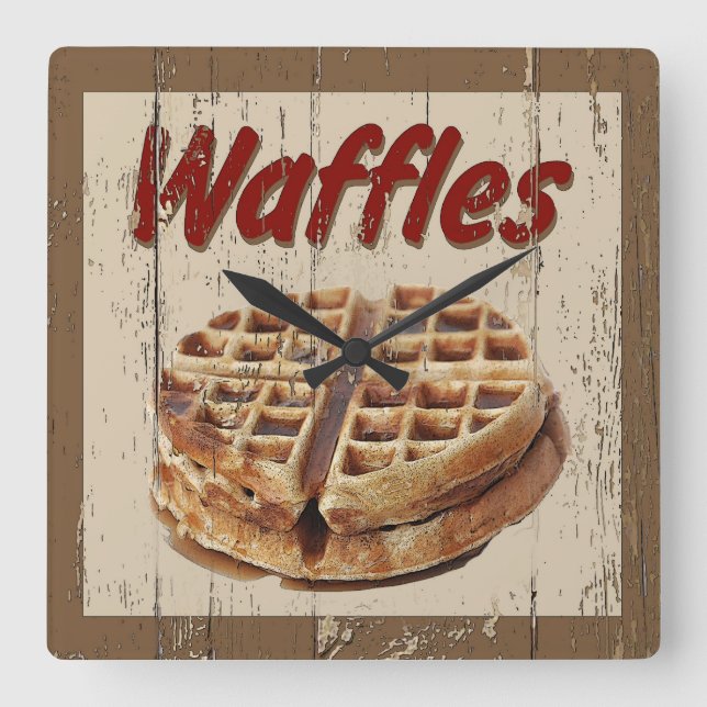 Waffeln Quadratische Wanduhr (Vorderseite)