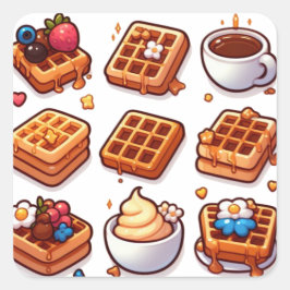 Waffeln Teil 2 Quadratischer Aufkleber
