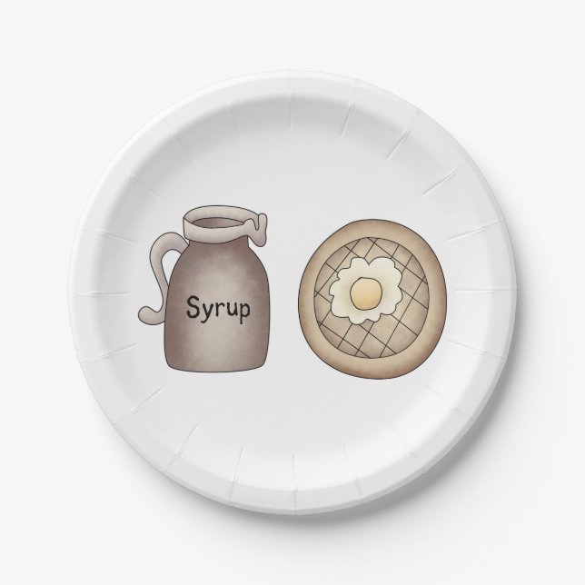 Waffeln und Ahornsirup Pappteller (Vorderseite)