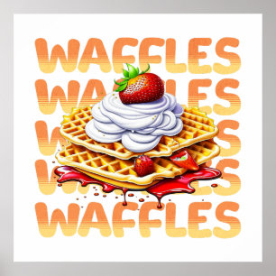 Waffelstapel aus Erdbeeren Poster