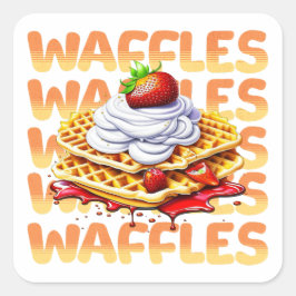 Waffelstapel aus Erdbeeren Quadratischer Aufkleber