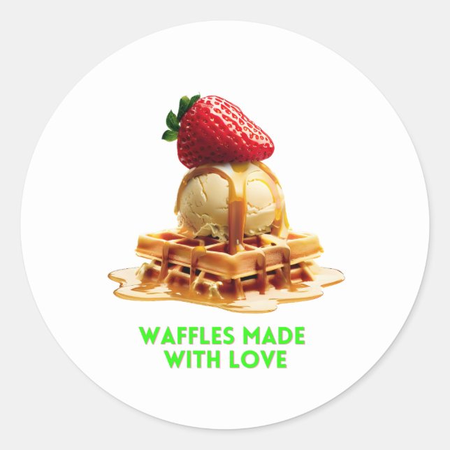 Waffeltag : Golden und knusprige Waffeln Runder Aufkleber (Vorderseite)