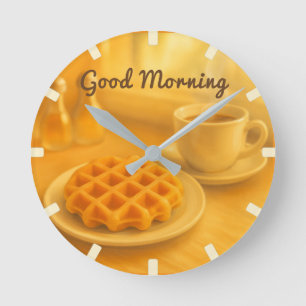 Waffeluhr - Guten Morgen Vibe Runde Wanduhr