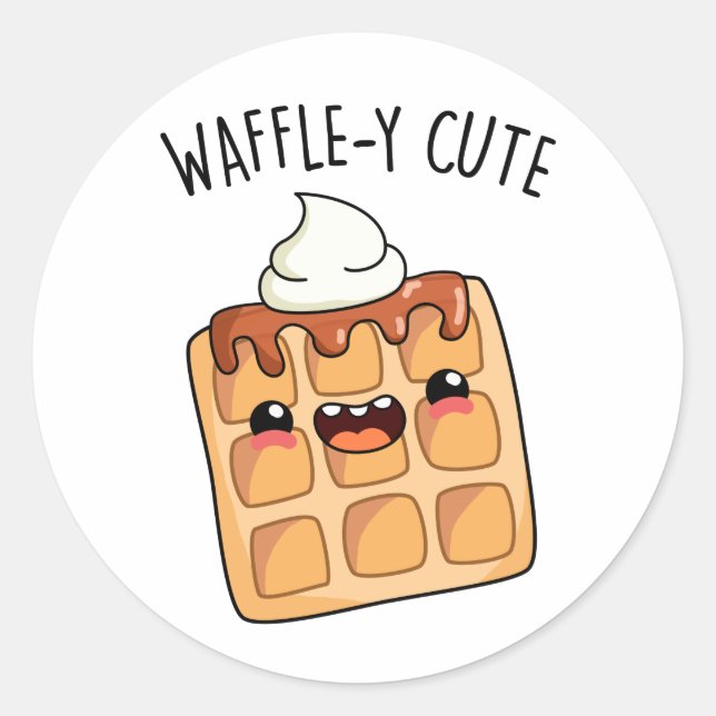 Waffely Funny Waffle Pun Runder Aufkleber (Vorderseite)