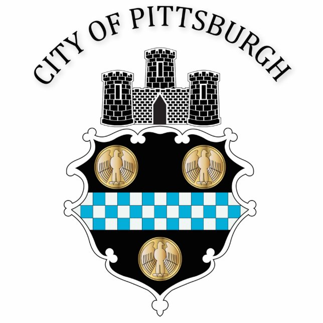 Waffen der Stadt Pittsburgh Freistehende Fotoskulptur (Vorne)