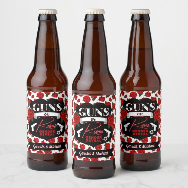 Waffen oder Rose Geschlechtsverkehr Rot/Schwarz Bierflaschenetikett (Flaschen)