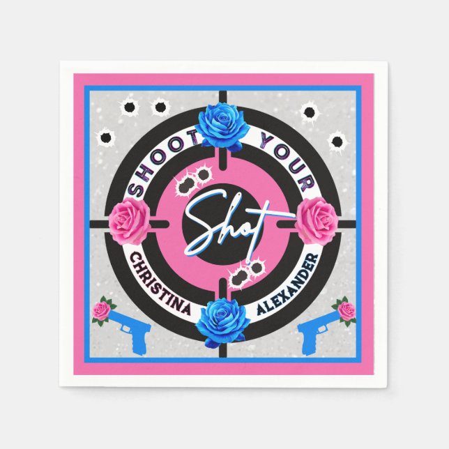 Waffen oder Rose rosa und blau | Geschlechtsankünd Serviette (Vorderseite)