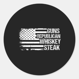 Waffen Republikaner Whiskey Steak USA Runder Aufkleber