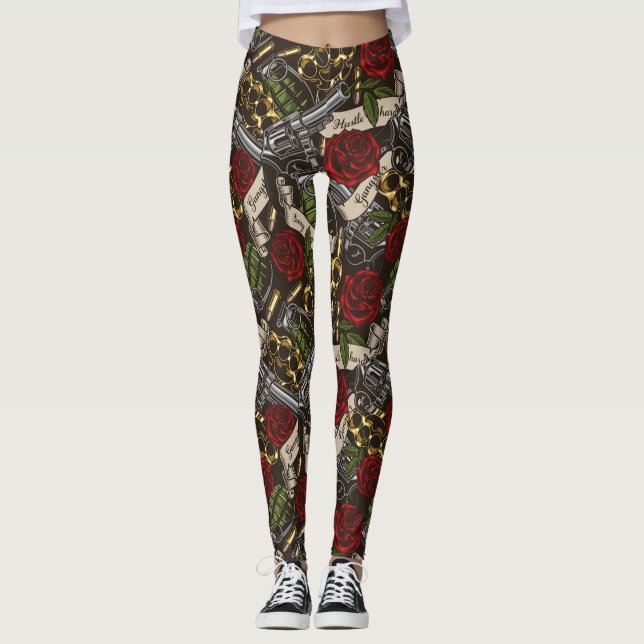 Waffen und Blume Leggings (Vorderseite)