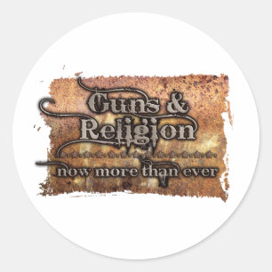 Waffen und Religion Runder Aufkleber
