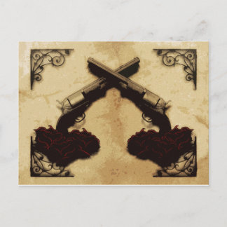 Waffen und Rose Postkarte