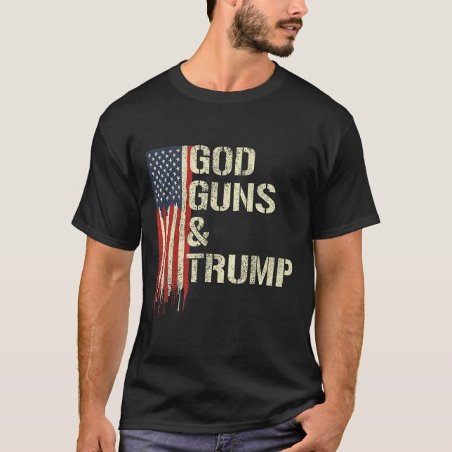 Waffen und Trump I 2. Änderung Trump Flag Amerika T-Shirt (Vorderseite)