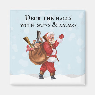 Waffenliebhaber Weihnachtsmann Dekoriert die Halle Magnet
