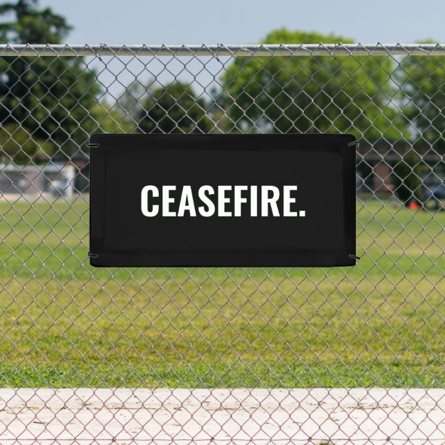 Waffenruhe Schwarz-weißer Text minimalistisch gege Banner (InSitu)