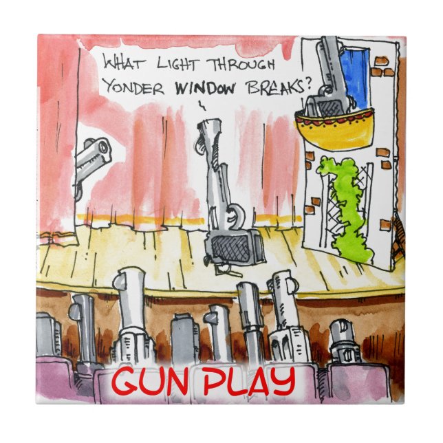 WaffenSpiel Lustiger Cartoon Fliese (Vorderseite)