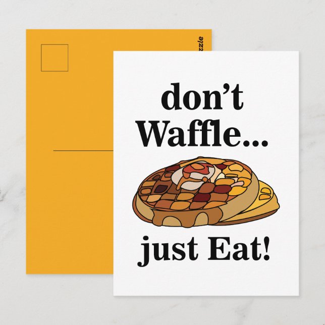 Waffle Dessert Funny Postkarte (Vorne/Hinten)