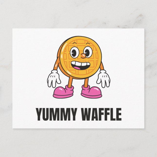 Waffle Food Kawaii Face Einladungspostkarte (Vorderseite)