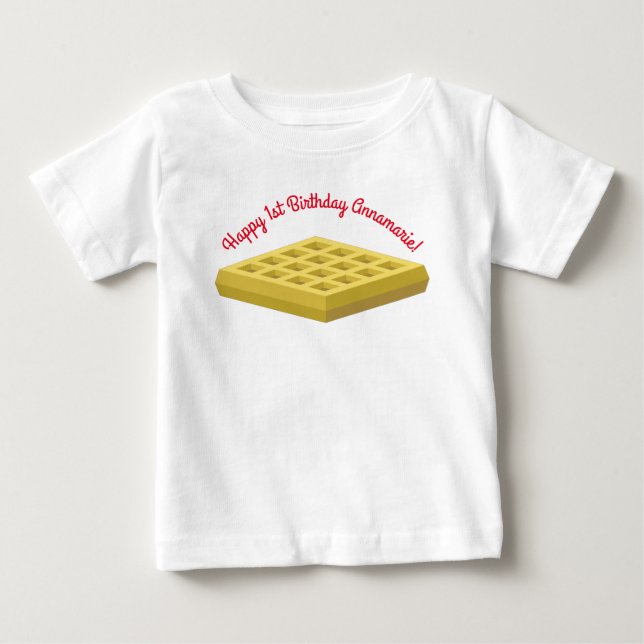 Waffle Niedlich Breakfast Geburtstagsparty Baby T-shirt (Vorderseite)