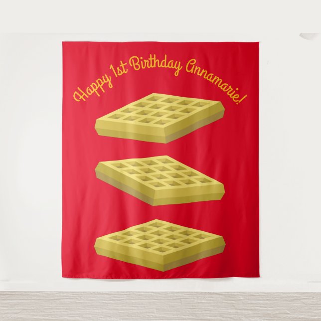 Waffle Niedlich Breakfast Geburtstagsparty Wandteppich (Vorderseite)