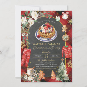 Waffle & Pajamas Weihnachten Kariertes Blumengebäc Einladung