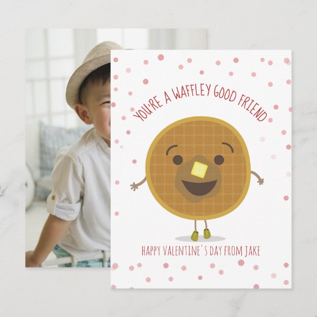 Waffley Good Friend Classroom Valentine Foto Postkarte (Vorne/Hinten)
