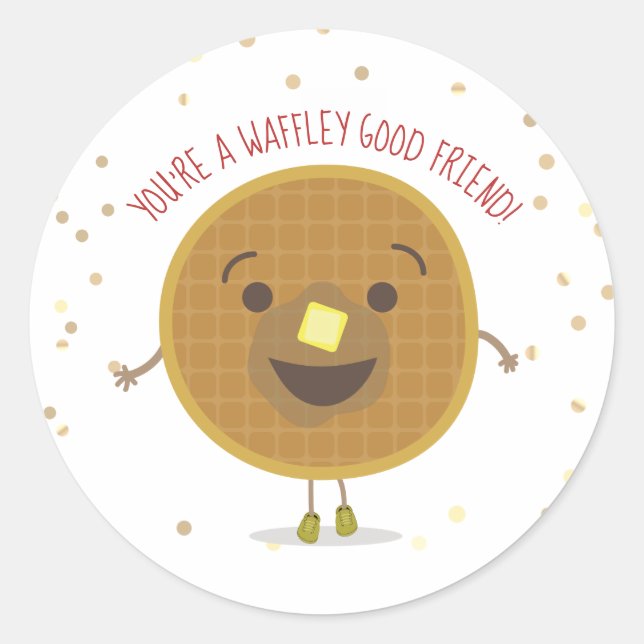 Waffley Good Friend Waffle Valentine Kids Runder Aufkleber (Vorderseite)