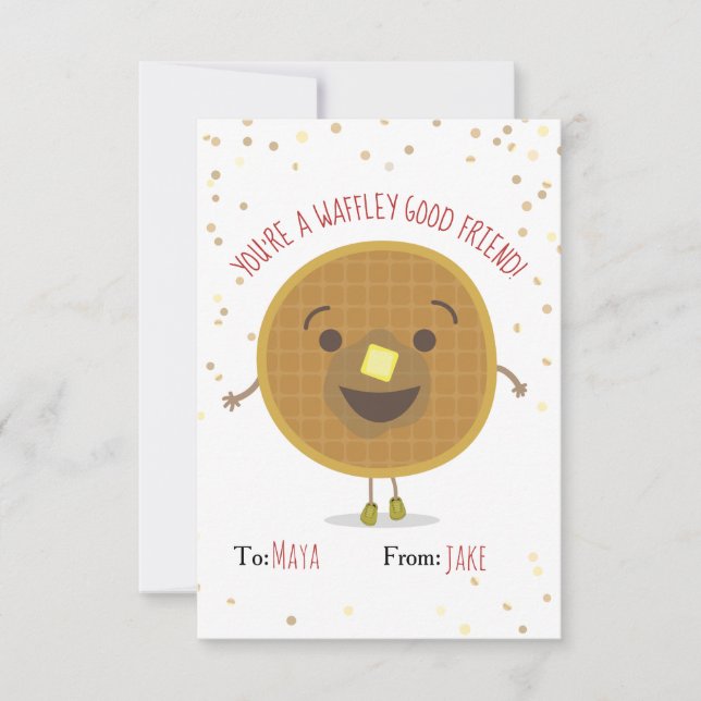 Waffley Good Friend Waffle Valentine Kinder Postka (Vorderseite)