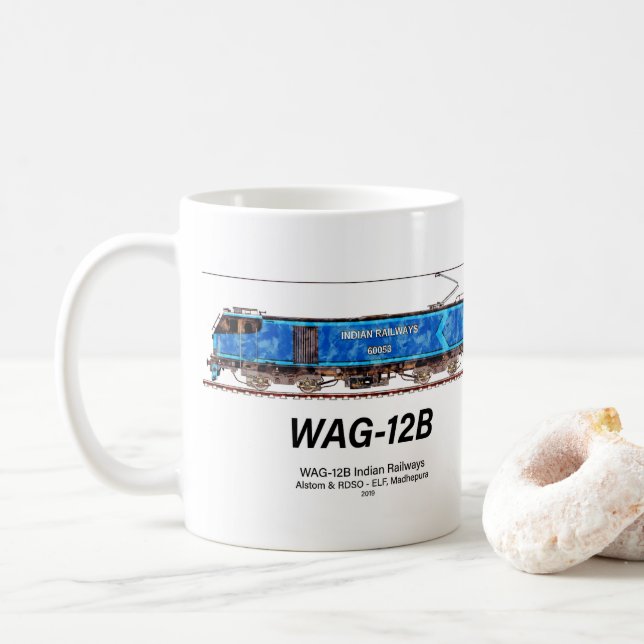 WAG-12B Lokomotive. Güterzug der indischen Eisenba Kaffeetasse (Mit Donut)