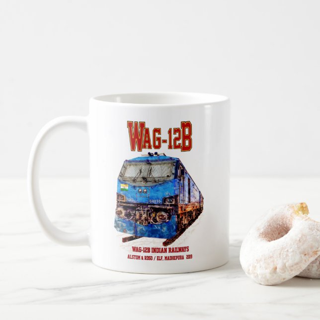 WAG-12B Lokomotive. Güterzug der indischen Eisenba Kaffeetasse (Mit Donut)