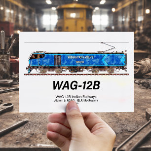 WAG-12B-Lokomotive. Indischer Güterzug der Indian  Postkarte