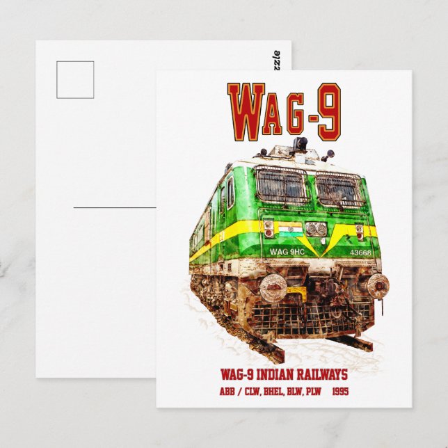 WAG-9 Lokomotive. Güterzug der indischen Eisenbahn Postkarte (Vorne/Hinten)