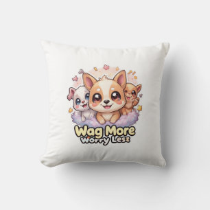 Wag Plus Inquiète Moins Joli Chiot Coussin Décorat