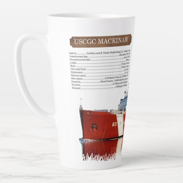 WAGB 83 Mackinaw rouge info latte mug (Gauche)