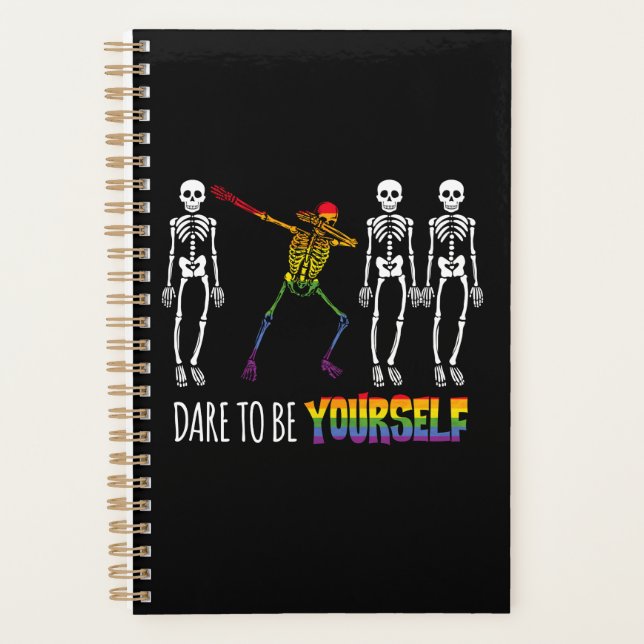 Wage, du selbst Halloween Dabbing Skelett zu sein Planer (Vorderseite)