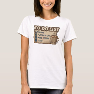 Wagemutiges Pink COFFEE SPIEL MIT KATZE Statement T-Shirt