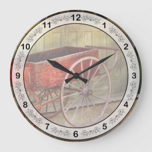 Wagen - Dieser alte rote Wagen Große Wanduhr