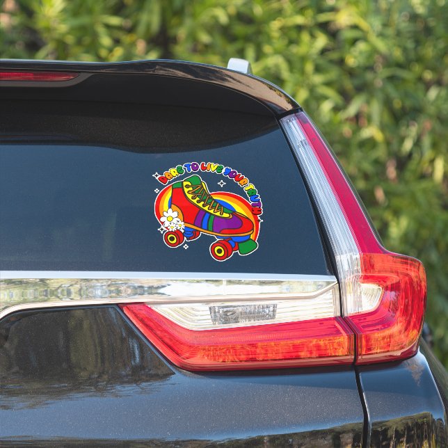 wagen Sie es, Ihren wahren Rainbow-Skate zu leben Aufkleber (Auto Seite)