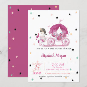 Wagen, Sterne, Prinzessin  Babyparty Einladung