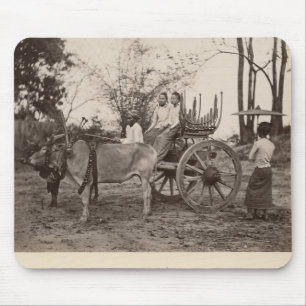 Wagen zog durch zwei Ochsen in Mandalay, Birma Mousepad